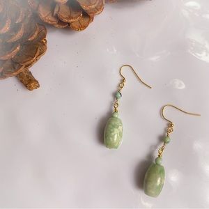8. Green Spotted Jasper Drop Earrings